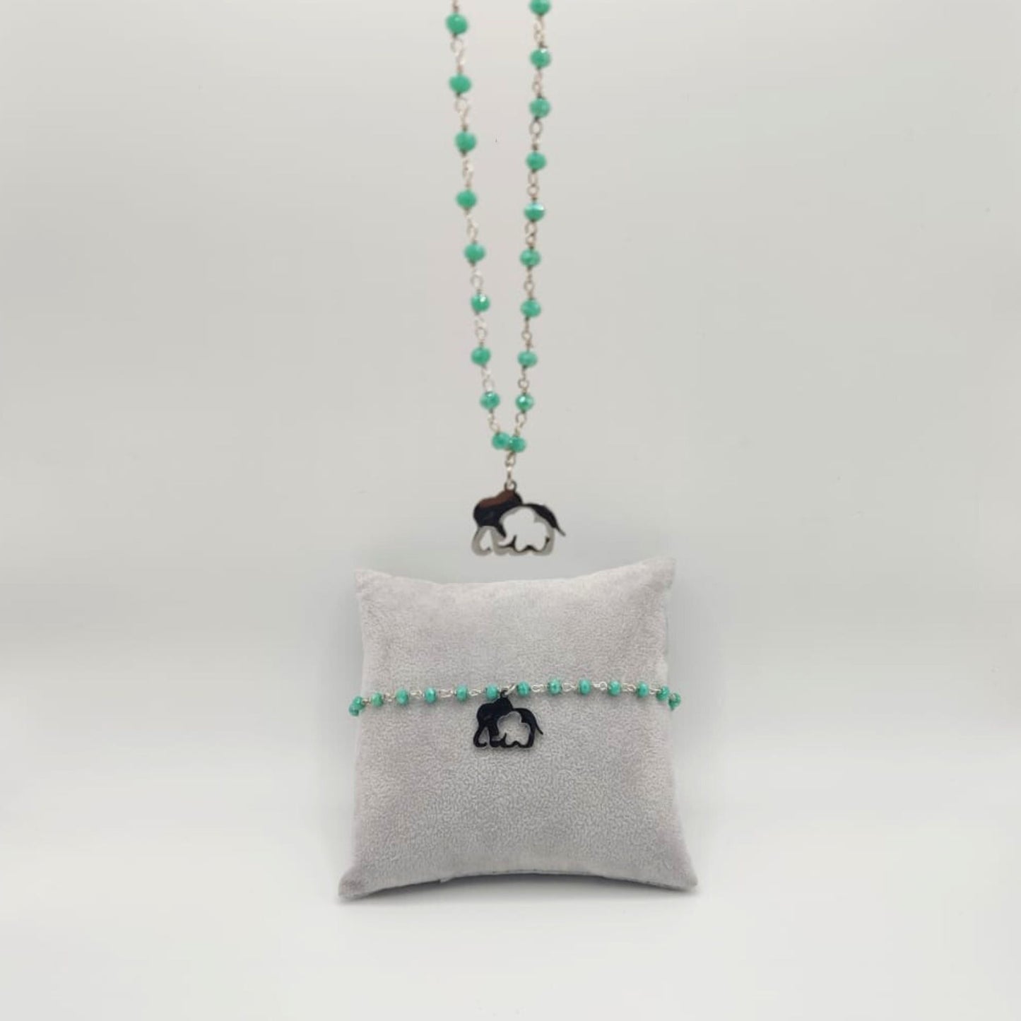 Bracciale Elefantino Mamma&Cucciolo Micro Cristalli Turchesi