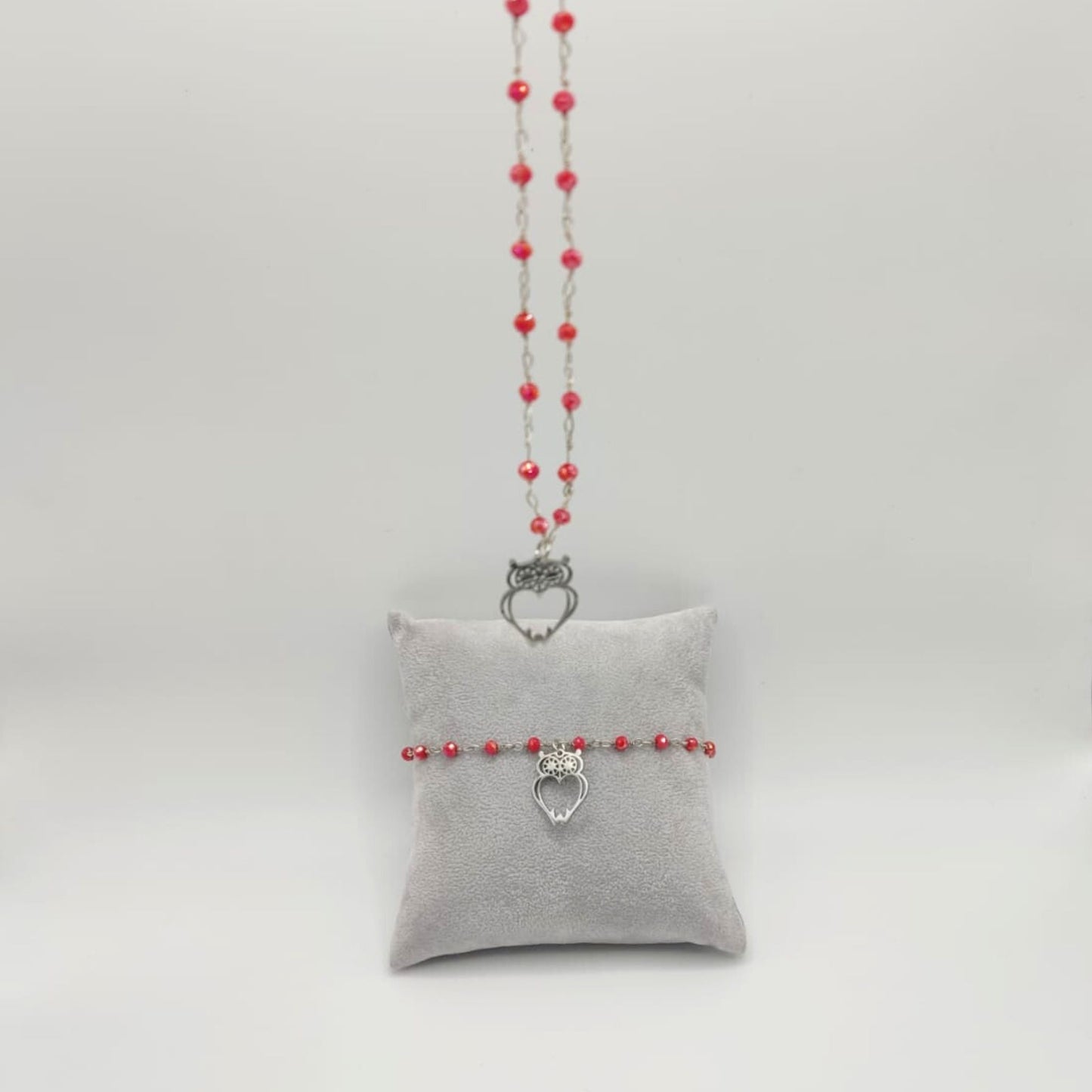 Collana Gufetto Micro Cristalli Fragola