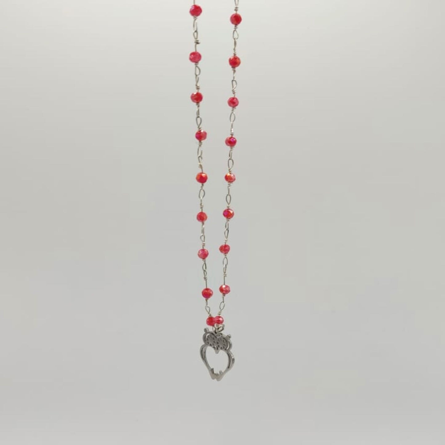 Collana Gufetto Micro Cristalli Fragola